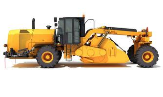 Road Reclaimer heavy construction machinery 3D rendering on white background photo