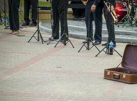 Shot of the suitcase used for donations for the street band performance. Concept photo