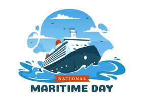 World Maritime Day Vector Illustration with Sea and Ship for Shipping Safety and Security and the Marine Environment in Nautical Celebration Design