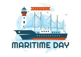 World Maritime Day Vector Illustration with Sea and Ship for Shipping Safety and Security and the Marine Environment in Nautical Celebration Design