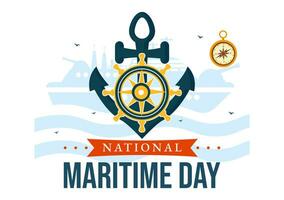 World Maritime Day Vector Illustration with Sea and Ship for Shipping Safety and Security and the Marine Environment in Nautical Celebration Design