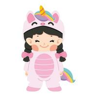 Kid girl unicorn costume cartoon vector