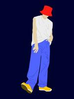 hombre con sombrero y sin mangas camisa en plano ilustración estilo vector