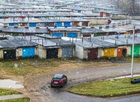 Image of the snowfall in the rural area of the city. Urban photo