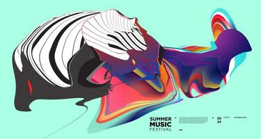 Colorful Abstract Fluid Electronic Summer Music Festival Vector Banner