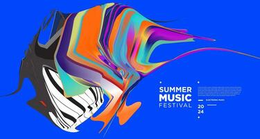 Colorful Abstract Fluid Electronic Summer Music Festival Vector Banner