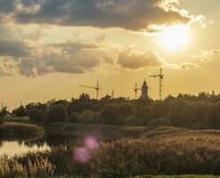 Landscape shot of the beautiful park. Outdoor photo