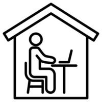 Home Office Setup icon line vector illustration