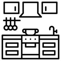 cocina remodelar icono línea vector ilustración