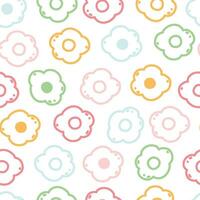 Seamless pattern flowers on white background Hand drawn design in cartoon style vector