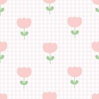 Plaid pattern with flowers seamless vector pattern Designs for prints, wallpaper, textiles, tablecloths, checkered backgrounds