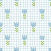 Plaid pattern with flowers seamless vector pattern Designs for prints, wallpaper, textiles, tablecloths, checkered backgrounds