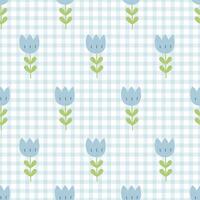 Plaid pattern with flowers seamless vector pattern Designs for prints, wallpaper, textiles, tablecloths, checkered backgrounds