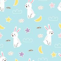 Rabbit and sky baby seamless patterns cute design for kids Use for newborn apparel, textiles, and wallpaper vector