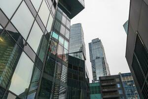 Close up shot of modern buildings. Architecture photo