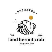 vintage retro hipster land hermit crab logo vector outline monoline art icon