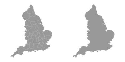 Grey map of ceremonial counties of England. Vector illustration.