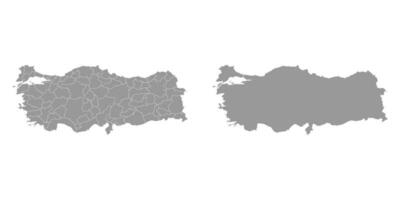 Turkey grey map with administrative divisions. Vector illustration.