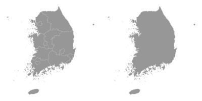 sur Corea gris mapa con provincias vector ilustración.