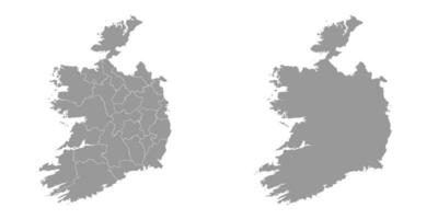 Irlanda gris mapa con condados vector ilustración.