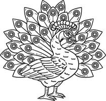 Peacock Bird Isolated Coloring Page for Kids vector
