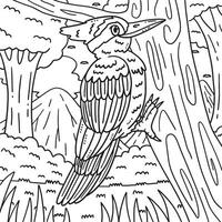 Woodpecker Bird Coloring Page for Kids vector