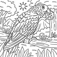 African Grey Parrot Bird Coloring Page for Kids vector