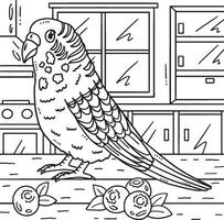 Parakeet Bird Coloring Page for Kids vector