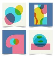 Set of retro backgrounds with hand drawn shapes risograph effect. Abstract naive square template for social media post. Collection of cards for blogging vector