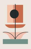 Abstract contemporary art. Minimalist poster with hand drawn shapes on pastel colors. Trendy boho aesthetic. Design for poster, wall decoration, cover, social media vector