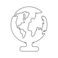 Continuous one-line earth globe vector art drawing and outline Earth Day single-line illustration