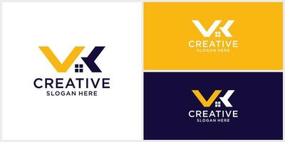 Creative monogram home building logo design template vector