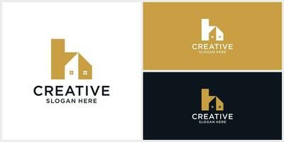 Creative monogram home building logo design template, Letter h vector