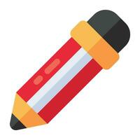 A writing tool icon, flat design of pencil vector