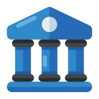 A flat design icon of bank building vector