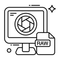 Editable design icon of raw file vector