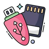 A flat design icon of memory storage vector