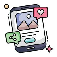 An icon design of share mobile photo vector