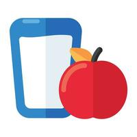 Milk glass with apple, icon of healthy diet vector