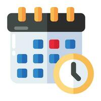 Clock with calendar, icon of timetable vector