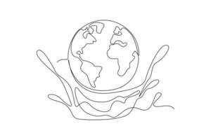 One continuous line drawing of World water day concept. Doodle vector illustration in simple linear style.