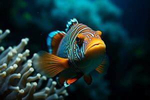 ai generado mar elegancia retratado en un hermosa pescado retrato submarino foto