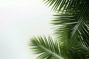 AI generated Serene palm leaf banner graces a minimalistic background, evoking tranquility and simplicity photo