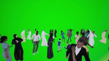 3D animation of African and Arab people dancing and having fun in front of Dubai video