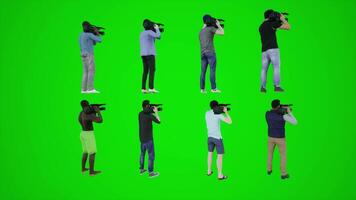 3D animation of videographers filming on the coasts of Europe Africa America video