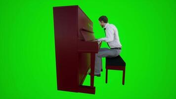3d animazione di un' maschio insegnante giocando il pianoforte nel un' ristorante a partire dal il angolo video
