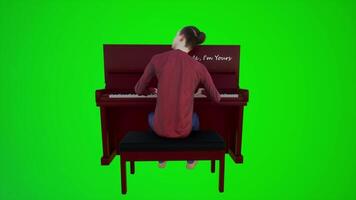 3D animation of an American man playing the piano in a restaurant from the back video
