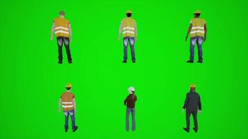 Free download green screen worker standing 3D chromakey animation rendering from video