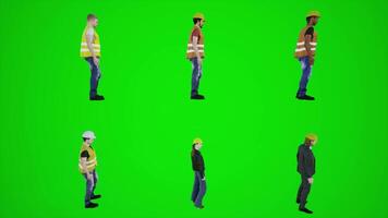 Free download of the green screen of the worker standing 3D chromakey animation video