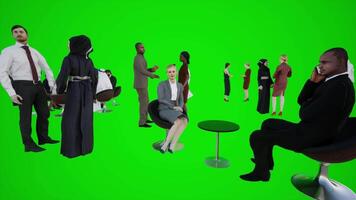 3D animation of the meeting of Europeans in Dubai They are sitting and standing video